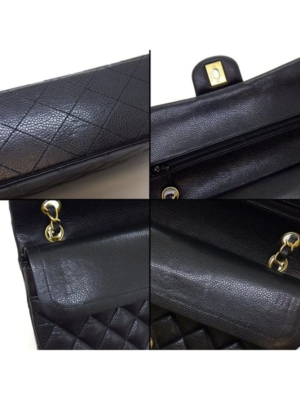 Chanel Shoulder Bag Quilted 25 11.12 Classic Black Caviar Leather